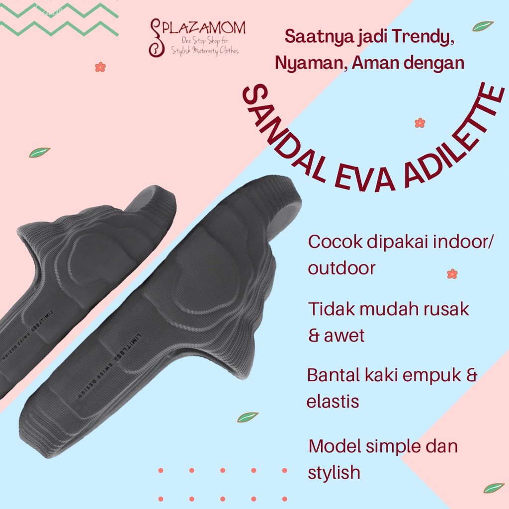 Sandal karet EVA PRIA WANITA DEWASA Adilette slop selop sendal slippers ringan nyaman empuk menjaga keseimbangan kaki trendy stylish kekinian model korea korean anti slip awet kualitas premium