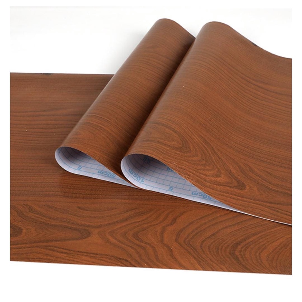 WALLPAPER DINDING 10M / 9M / 8M WALPAPER STIKER SERAT KAYU COKLAT WALLPAPER STICKER WOOD TEXTURE KAY
