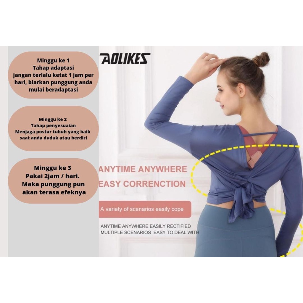 Aolikes Penyangga Punggung Dada Terapi Penegak Bungkuk Posture back support modeling pramugari