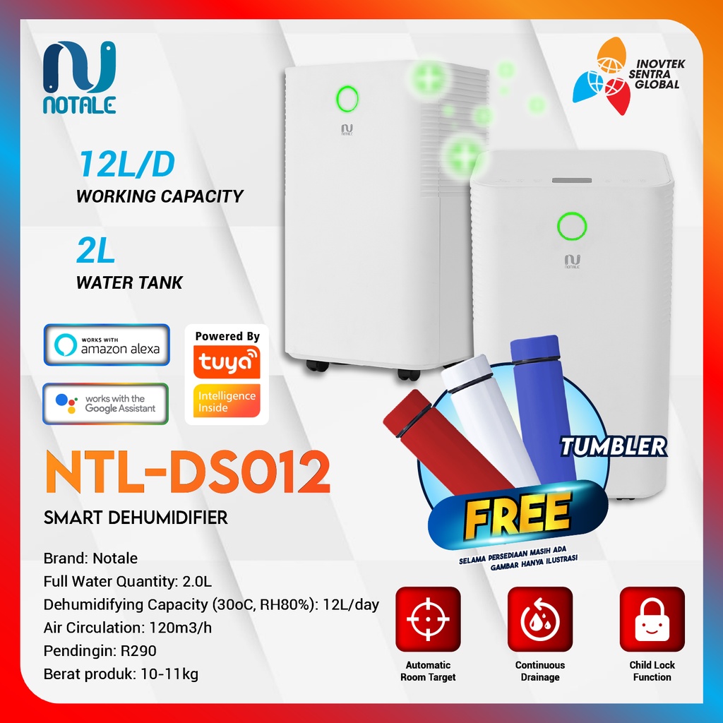 Notale Seco Smart Dehumidifier 12L/hari - Penyerap Kelembapan Udara