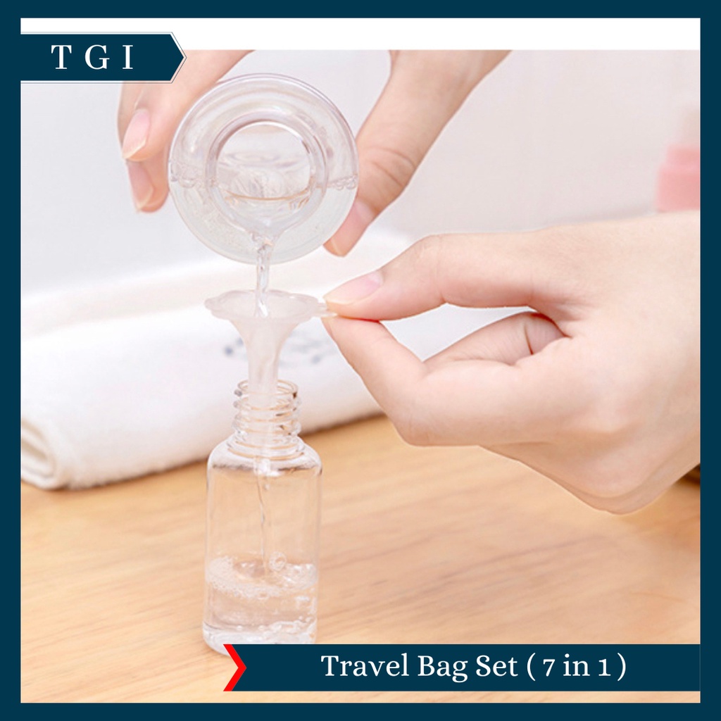 TGI - BOTOL SPRAY MINI TRAVELLING / WADAH BOTOL ISI ULANG / BOTOL MINI SET 6 IN 1 TRAVELLING/ TRAVEL BOTTLE SET MULTIFUNGSI