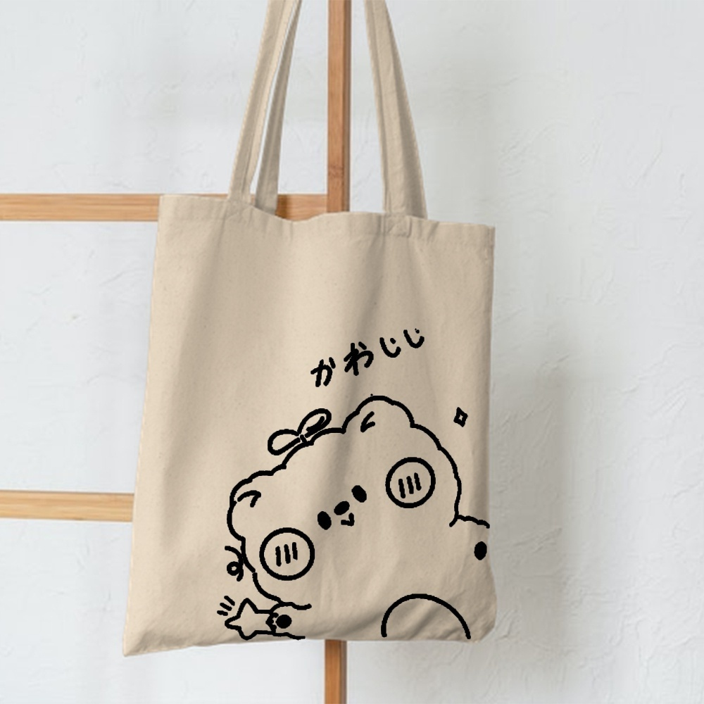 Totebag Wanita Kanvas Resleting Tas Tote Bag Kucing Sr314