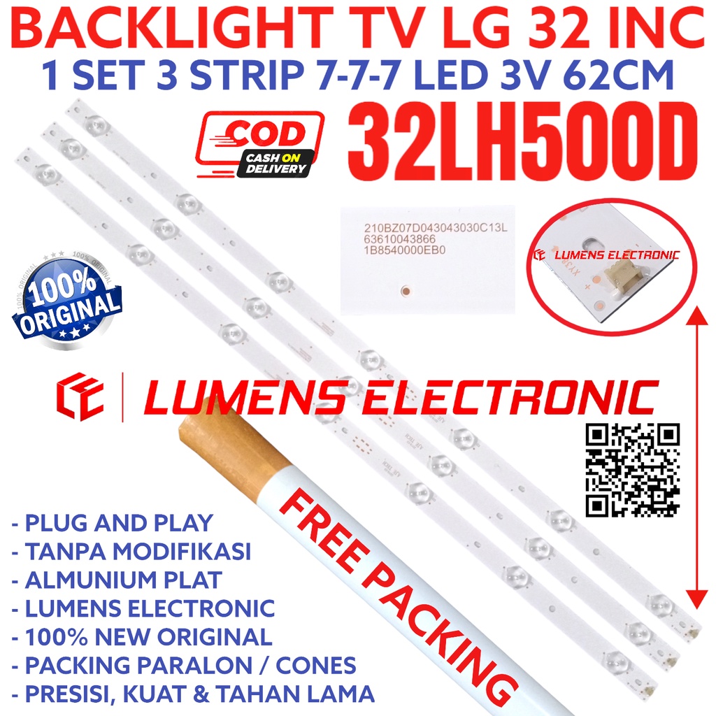 BACKLIGHT TV LED LG 32 INC 32LH500 D 32LH500D 32LH LAMPU BL 7K 3V 32INC INCH IN TV LED LG 7 KANCING 