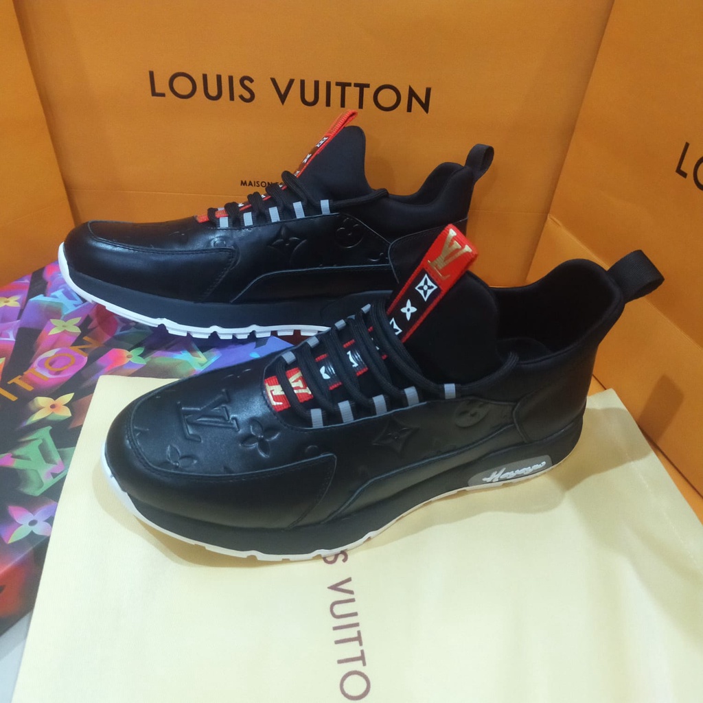 lv sneaker mirror quality sepatu pria kulit shoes cowo high end slip on tanpa tali