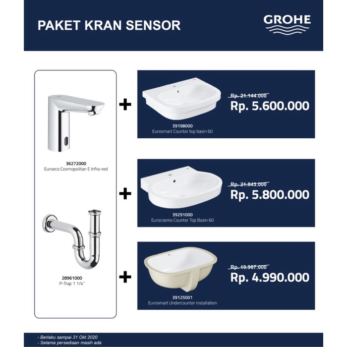 GROHE - PAKET KRAN SENSOR & WASTAFEL (GAMBAR 3)