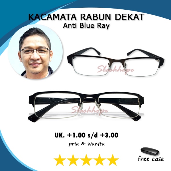 FREE KOTAK - Kacamata Lensa Plus Blueray Anti Radiasi ( +100 S.D +3.00 ) Gagang PER Pegas Frame Half