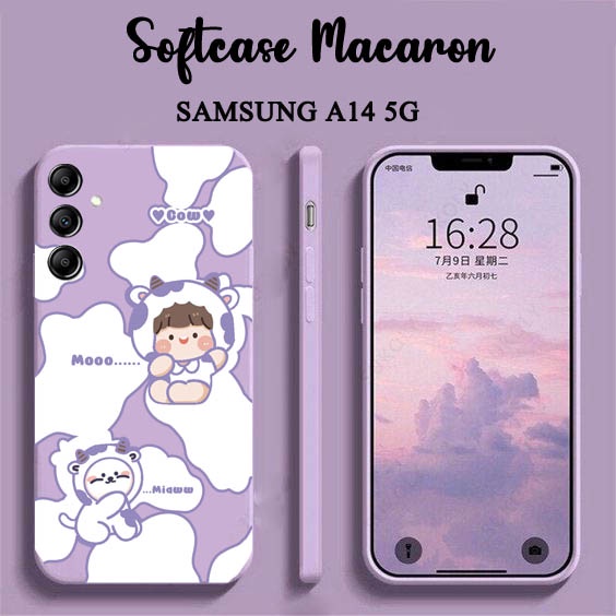Softcase Macaron Motif Sapi For Samsung A14 M14 [UV10] Case Kamera Protek Samsung A14 - Case Samsung