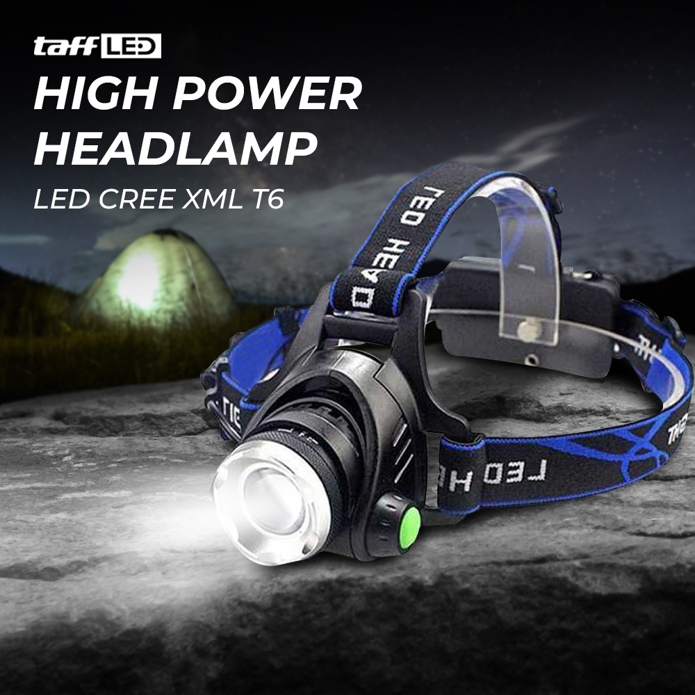 High Power Headlamp LED Cree XML L2 with Charger - 568D - OMFL3VBK Black