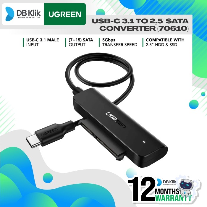 Buy UGREEN 70610 SATA To USB C Adapter Cable For 2.5 SSD & HDD