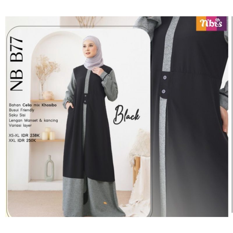gamis Nibras N b77 black M