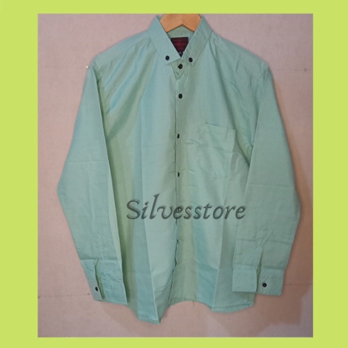 Kemeja Couple Ayah dan Anak laki laki polos lengan panjang dan pendek warna sage green tosca toska hijau mint casual formal jumbo unisex