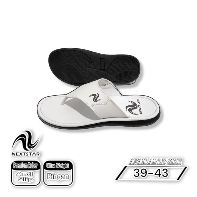 Nextstar - Sandal Jepit Kulit | Nexjp01 White | Sandal Anak &amp; Dewasa