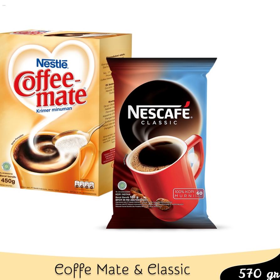 

➤ PAKET HEMAT - NESCAFE Classic 120gr dan NESTLE Coffe Mate Creamer ☼