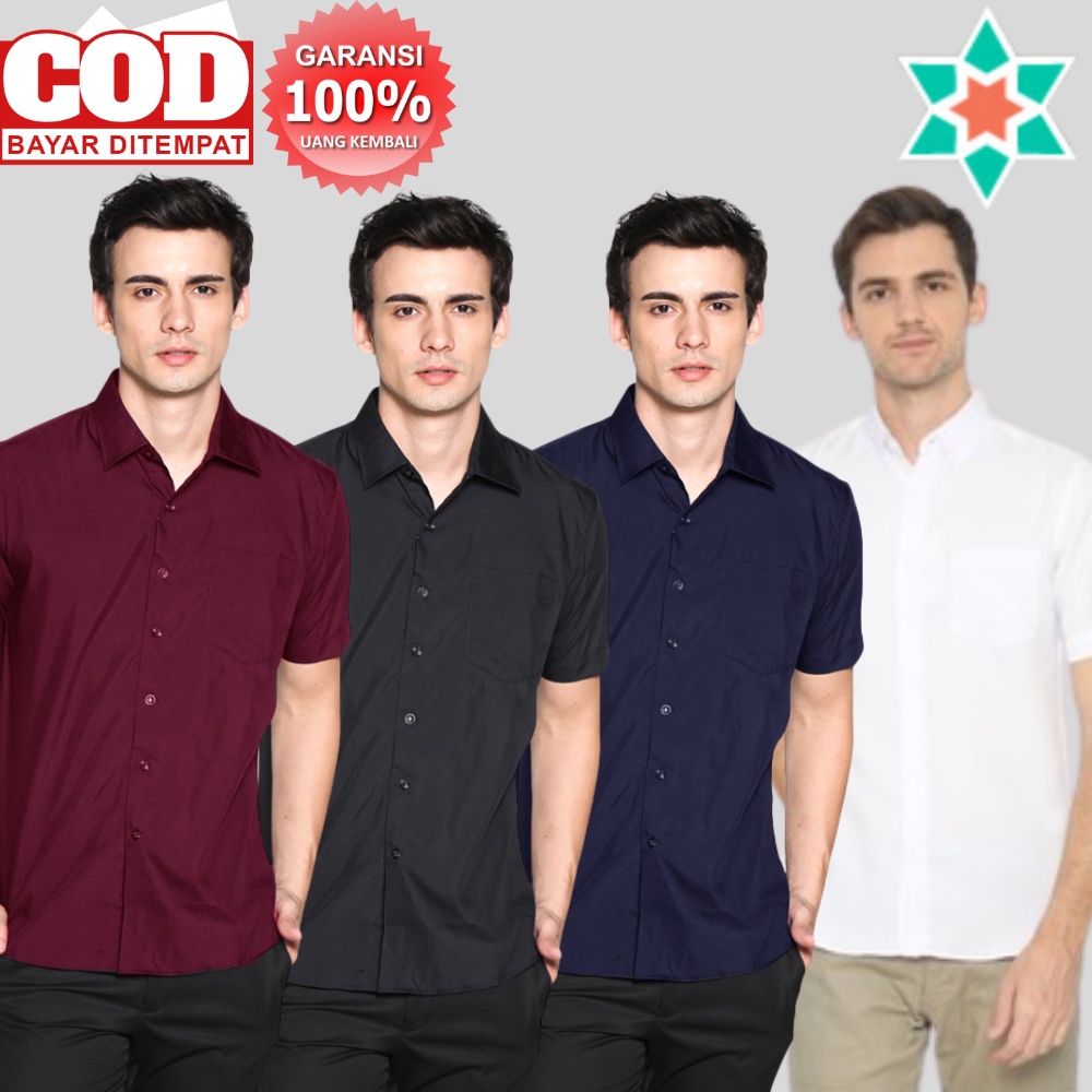 PROMO COD KEMEJA LENGAN PENDEK PRIA WANITA KEMEJA RAMADHAN kemeja polos pria/cowok pendek distro yan