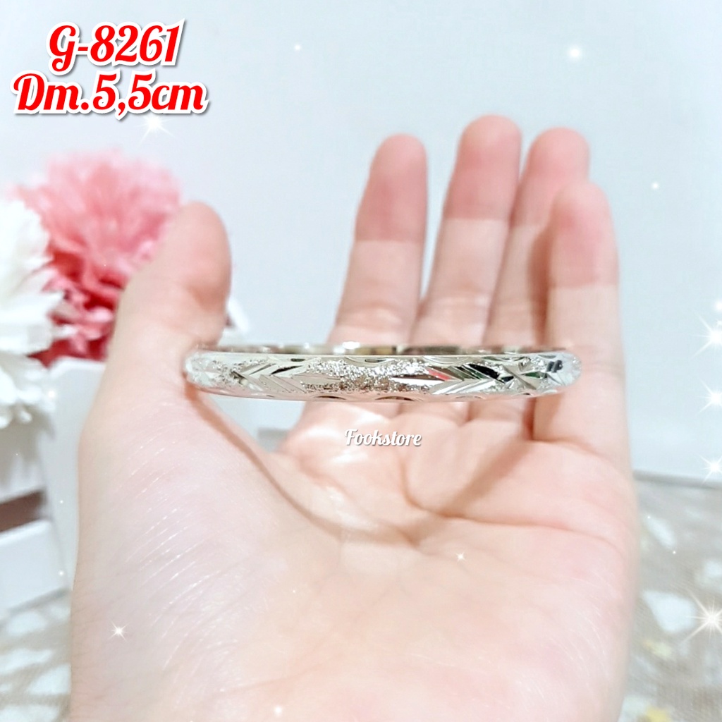 GELANG TANGAN BANGLE DEWASA BUKAAN SAMPING SILVER/G-8261