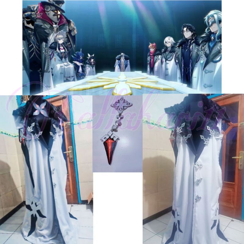 Jubah Cosplay Fatui Harbinger/Cloak Fatui Genshin Impact/Fatui Harbinger Costume