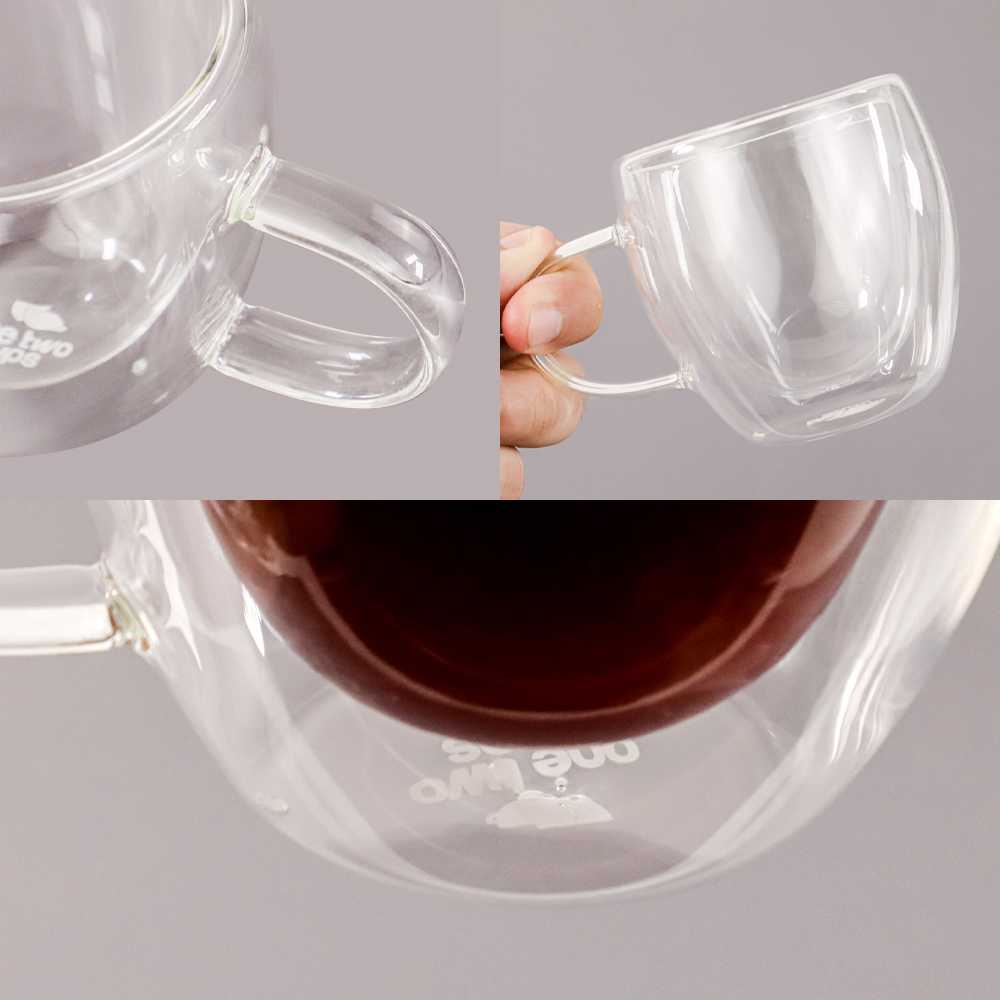 (BISA COD) FTIHSHP  Cangkir Kopi Anti Panas Double Wall Glass Round