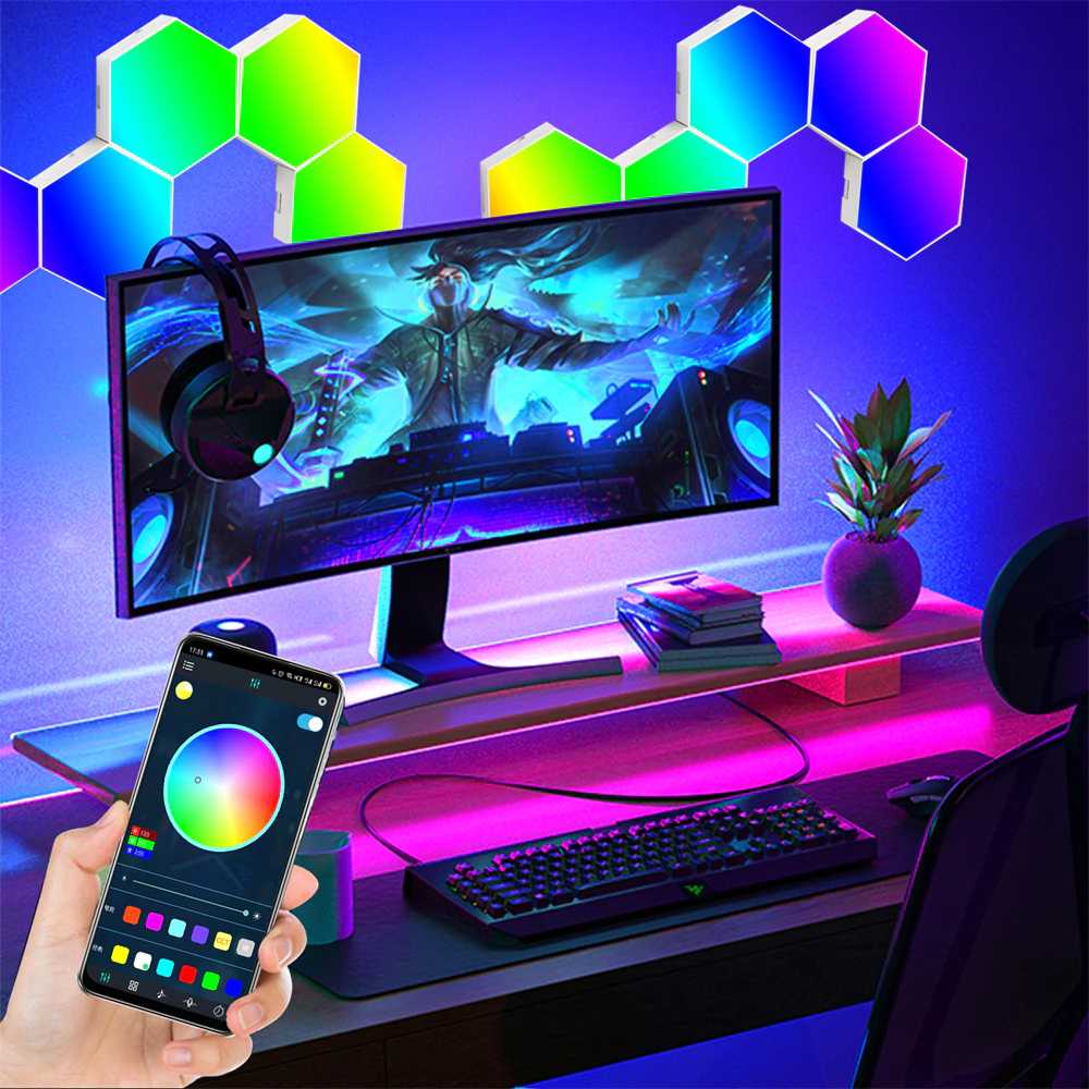 (BISA COD) FTIHSHP Yabstrip Lampu Hias Hexagonal LED RGB Smart App Control 6 PCS - HD003