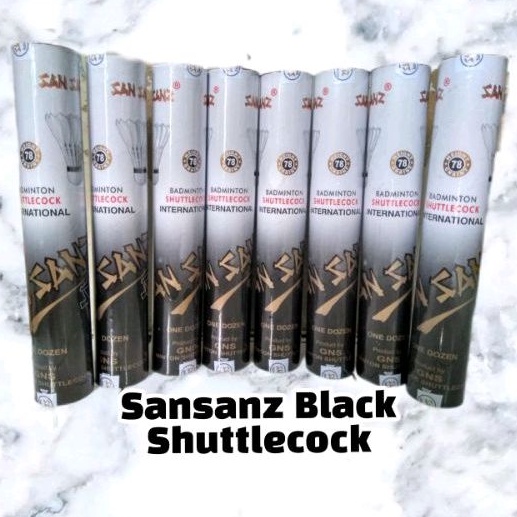 SHUTTLECOCK BULUTANGKIS KOK BADMINTON SANSANZ HITAM / BLACK INTERNATIONAL ISI 12 PCS