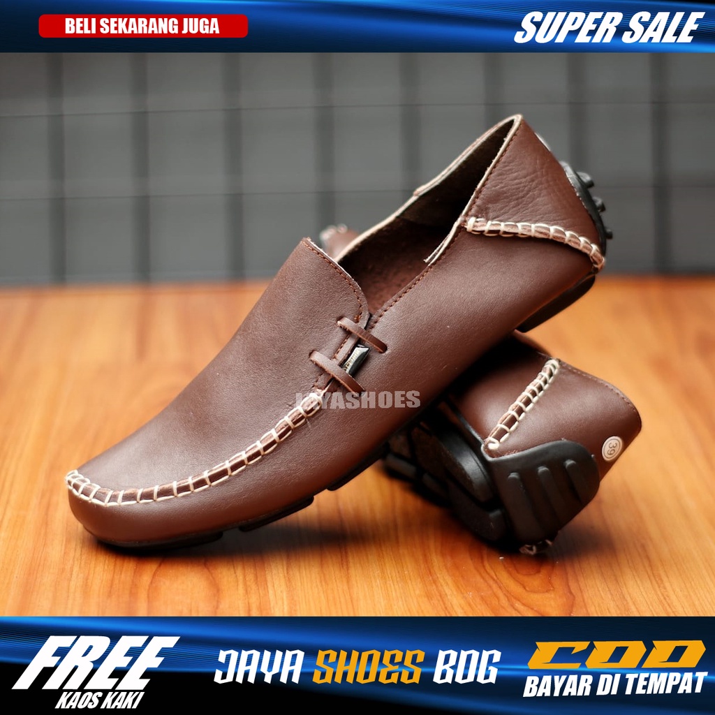 Sepatu Casual Slip On Pria Kulit Asli Kasual Selop Kerja Kuliah Ori Boat Footwear