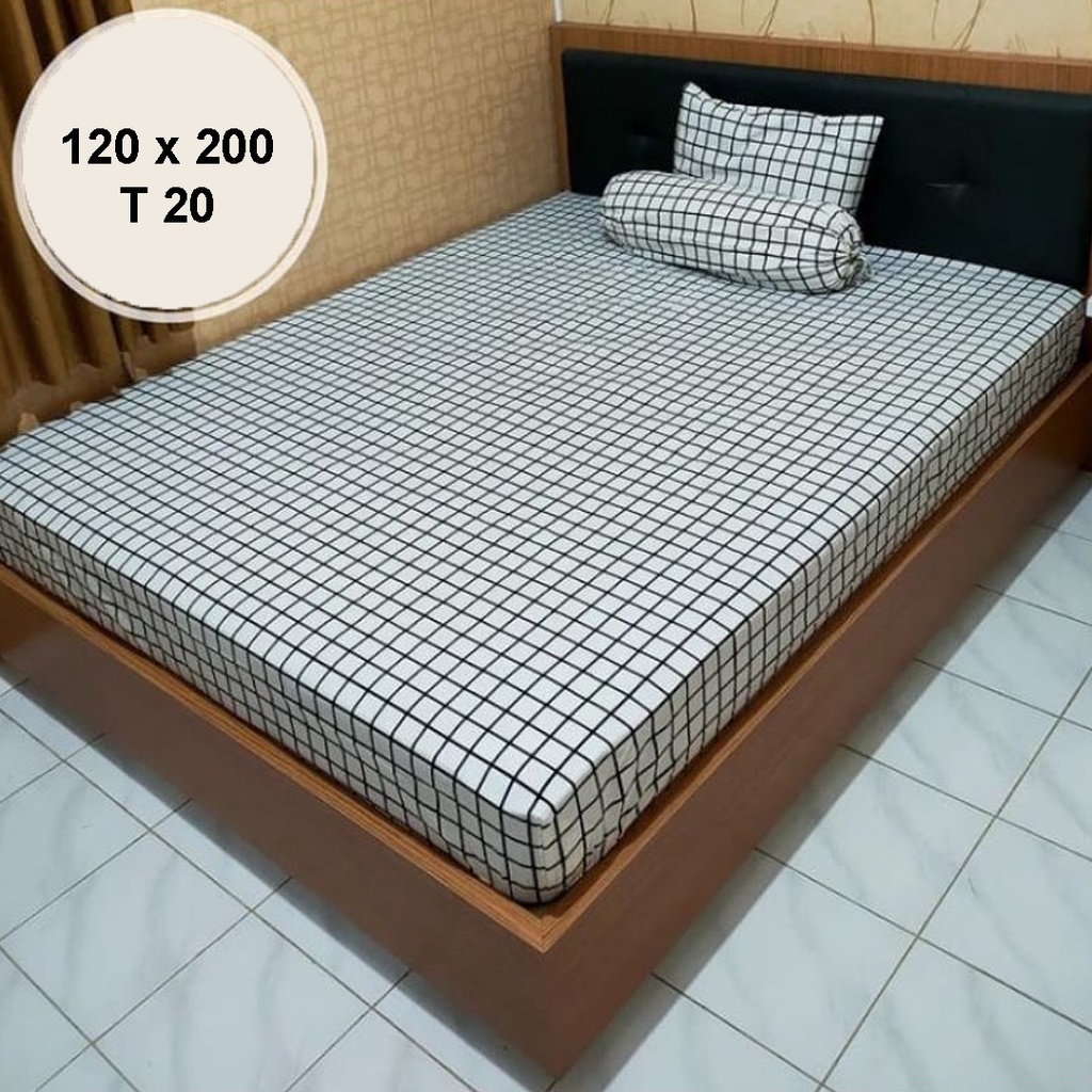 ✅COD Paket Sprei Seprei 120x200 Kotak Aesthetic Dan 2 Sarung Bantal Guling Perlengkapan Dekorasi Kamar Rumah