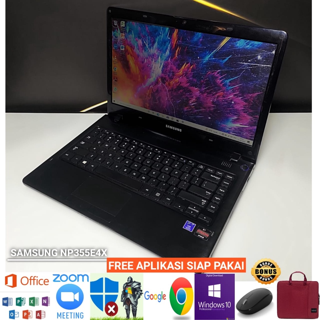 Laptop samsung NP355E4X AMD E1 Ram 4GB HDD 500GB - Windows 10