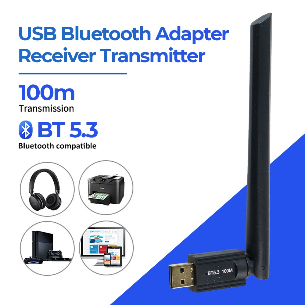 USB Bluetooth Adapter 5.3 Receiver Transmitter Wireless 100m - EP10 - Black