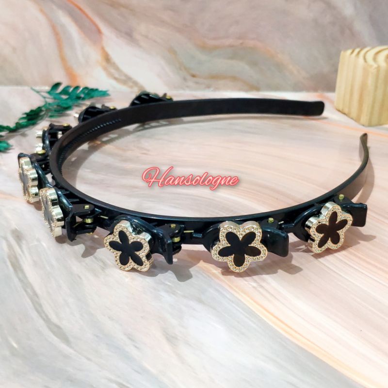 bando jepit kepang rambut mutiara 2in1 havalans