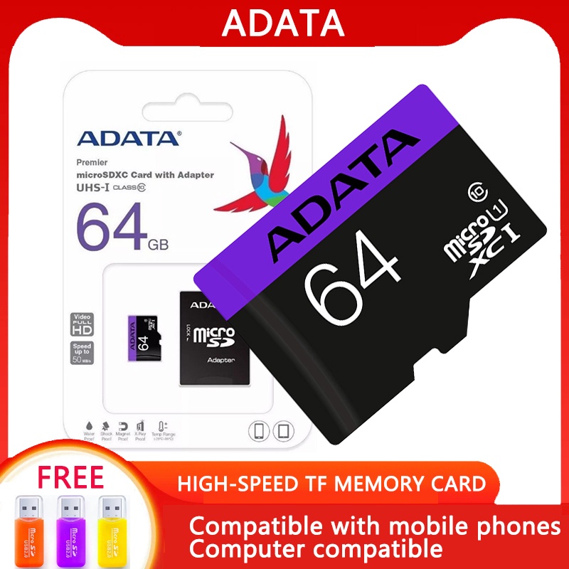 Adata Micro SD 64GB Memory Card Kartu Micro TF U1 4K A1 Level10Kompatibel Handphone Komputer