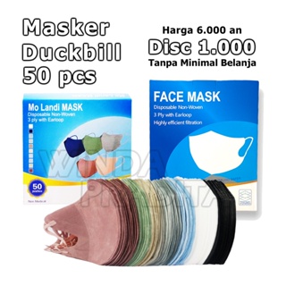 Image of Masker Duckbil Masker Duckbill 50 Pcs Warna Warni 1Box Mix Hitam Putih Murah