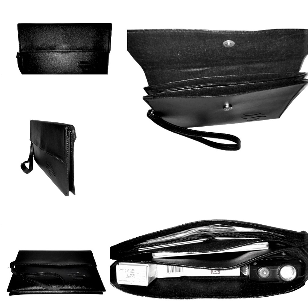 dompet pria/wanita clutch handabag/tas tangan hitam kulit sintetis size 23x1,5x15 cm