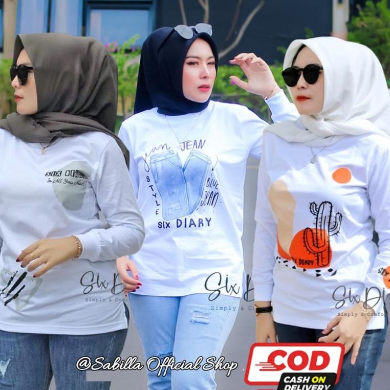 [ART. 9571 Atasan Wanita Terbaru | Kaos Lengan Panjang Wanita Original Six Diary | Fashion wanita ke