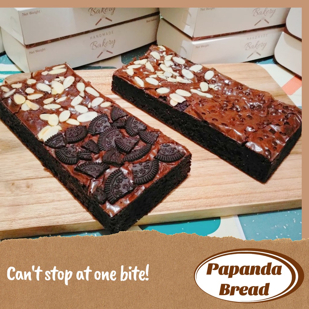 

Fudgy Brownies MIX 2 TOPPING / Brownies Panggang - Papanda Bread (Small/ Medium)