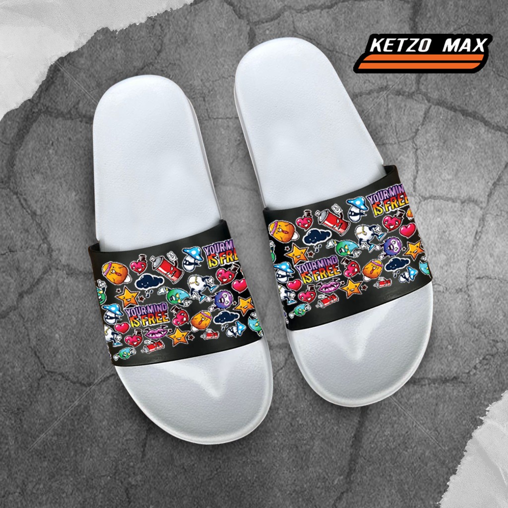 SANDAL SELOP KETZO MAX BAHAN KARET DESIGN SIMPLE(WHT)