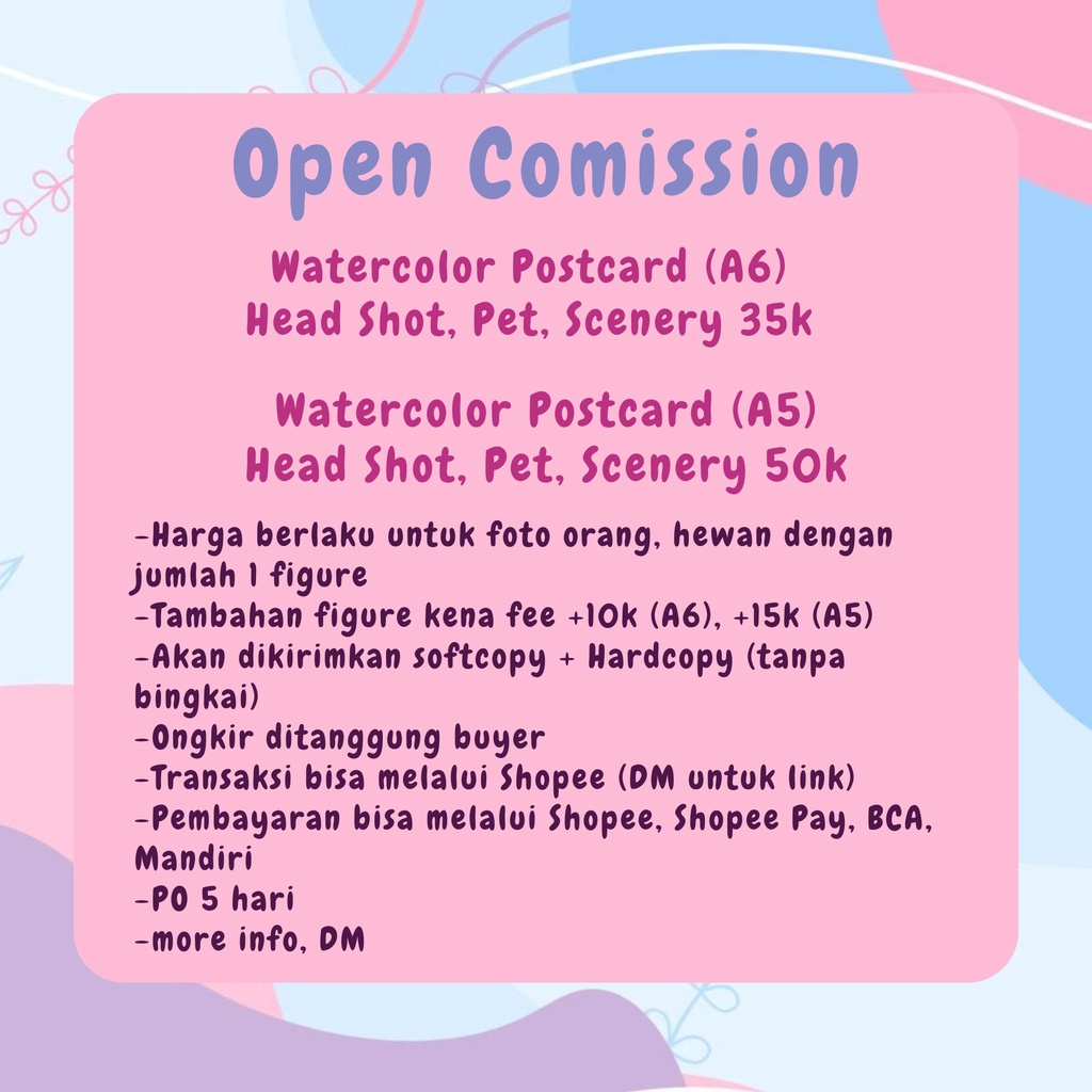 OPEN COMISSION WATERCOLOR ART