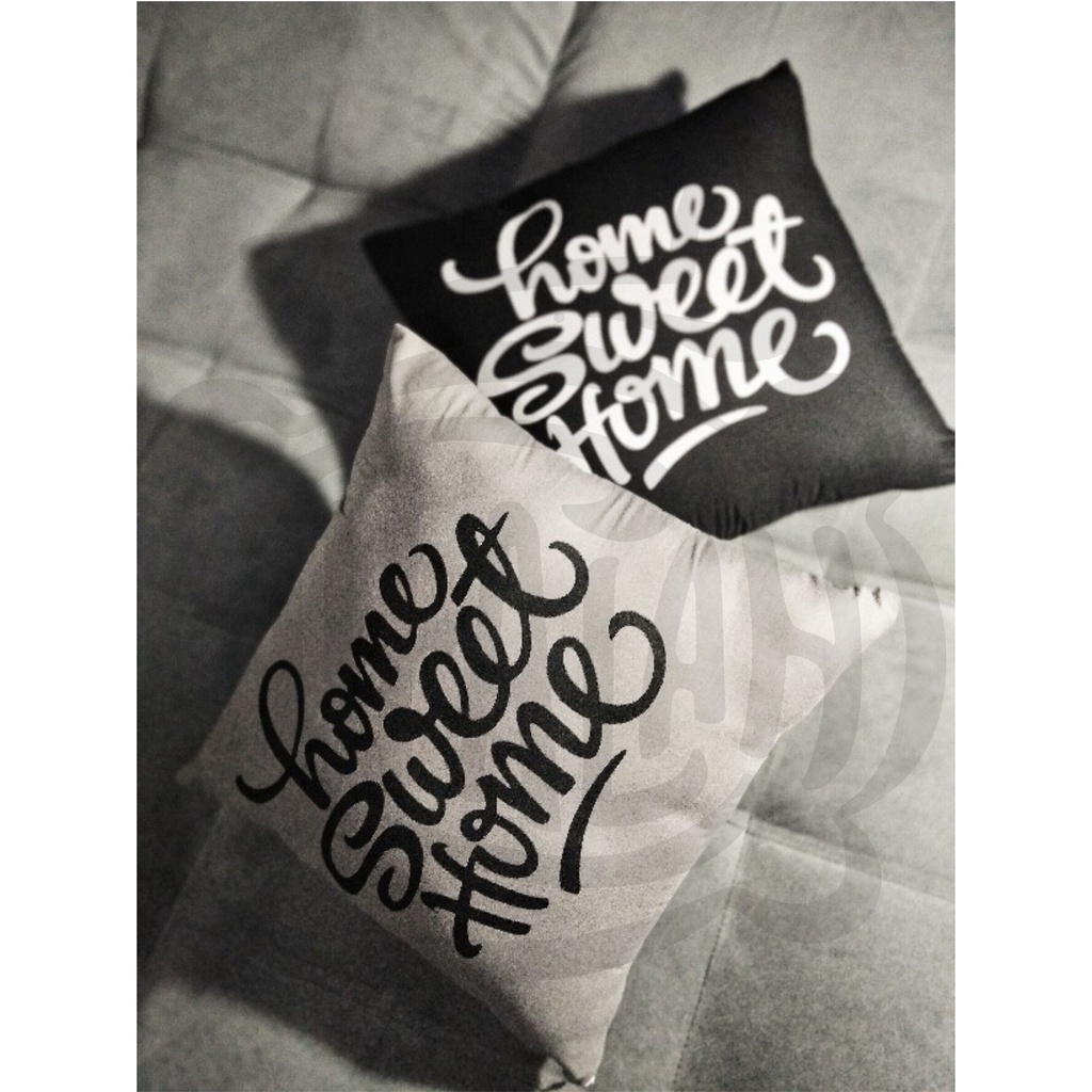 Sarung Bantal Sofa 40x40 cm Minimalis Monochrome Gold Monokrom Emas - Tulisan Home Sweet Home