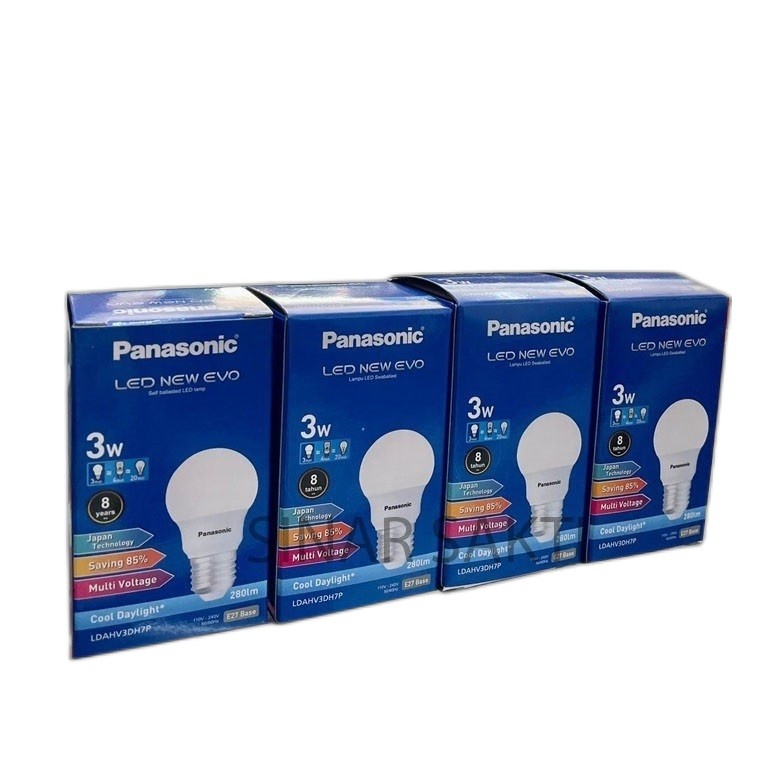 Paket Bohlam Led Panasonic 3 Watt New Evo Putih isi 5 Bergaransi