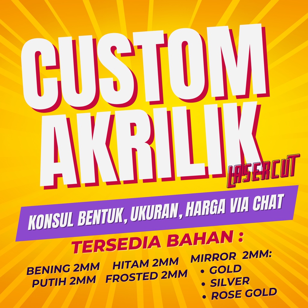 Custom Akrilik Bentuk Bebas Laser Cut Acrylic custom lasercut