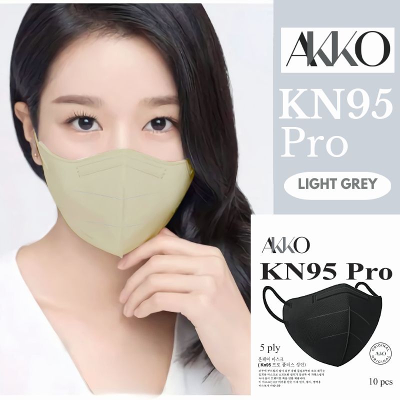 MASKER KN95 PRO AKKO WARNA LIGHT GREY 5PLY ISI 10PCS PREMIUM MASK