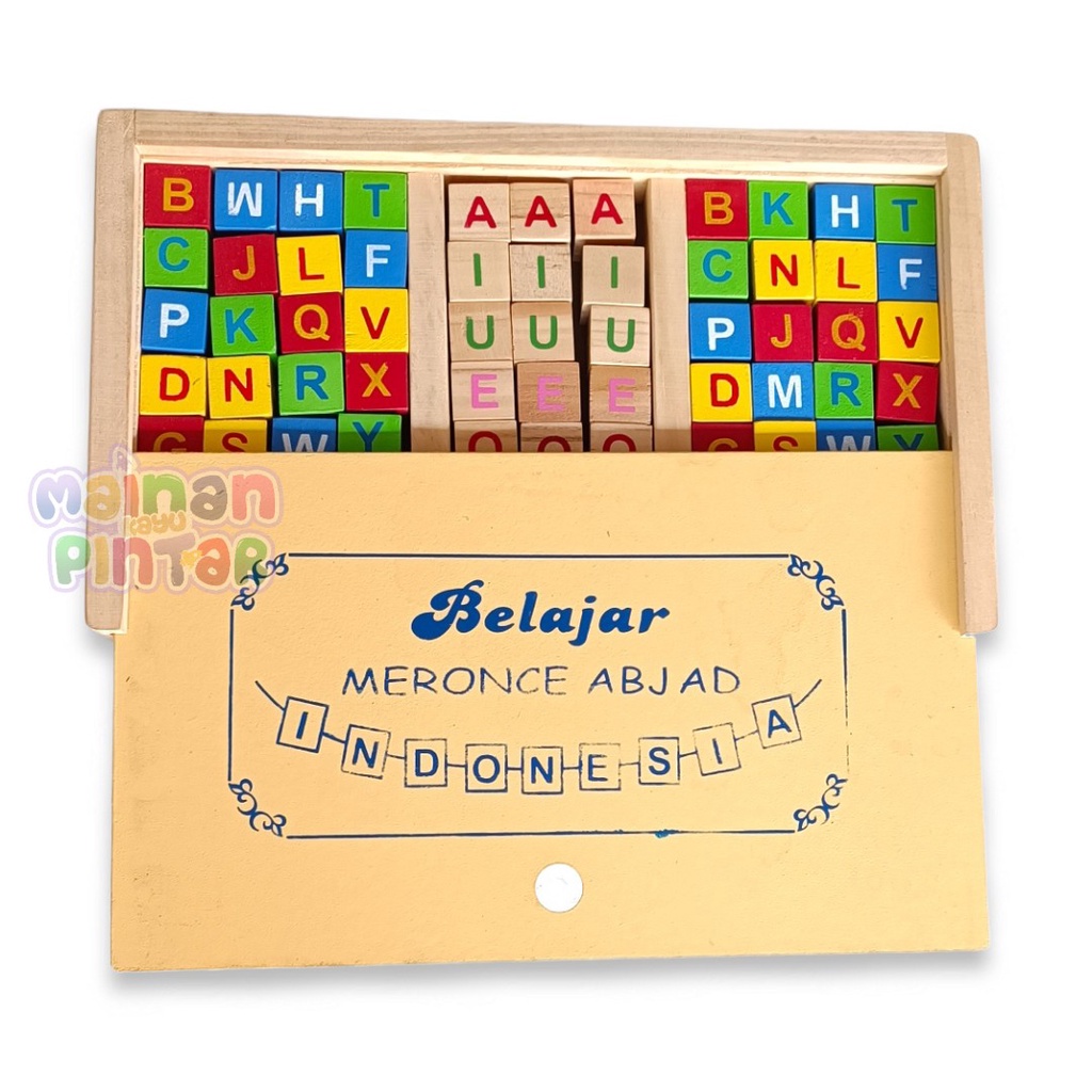 Meronce Abjad Dengan Tutup Mainan Edukasi Anak