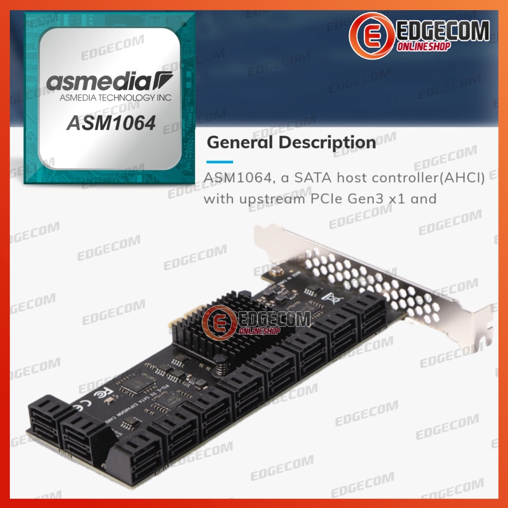 PCIE 1X PCI Express 20 Port SATA III Expansion Card SATA 3 NETLINE