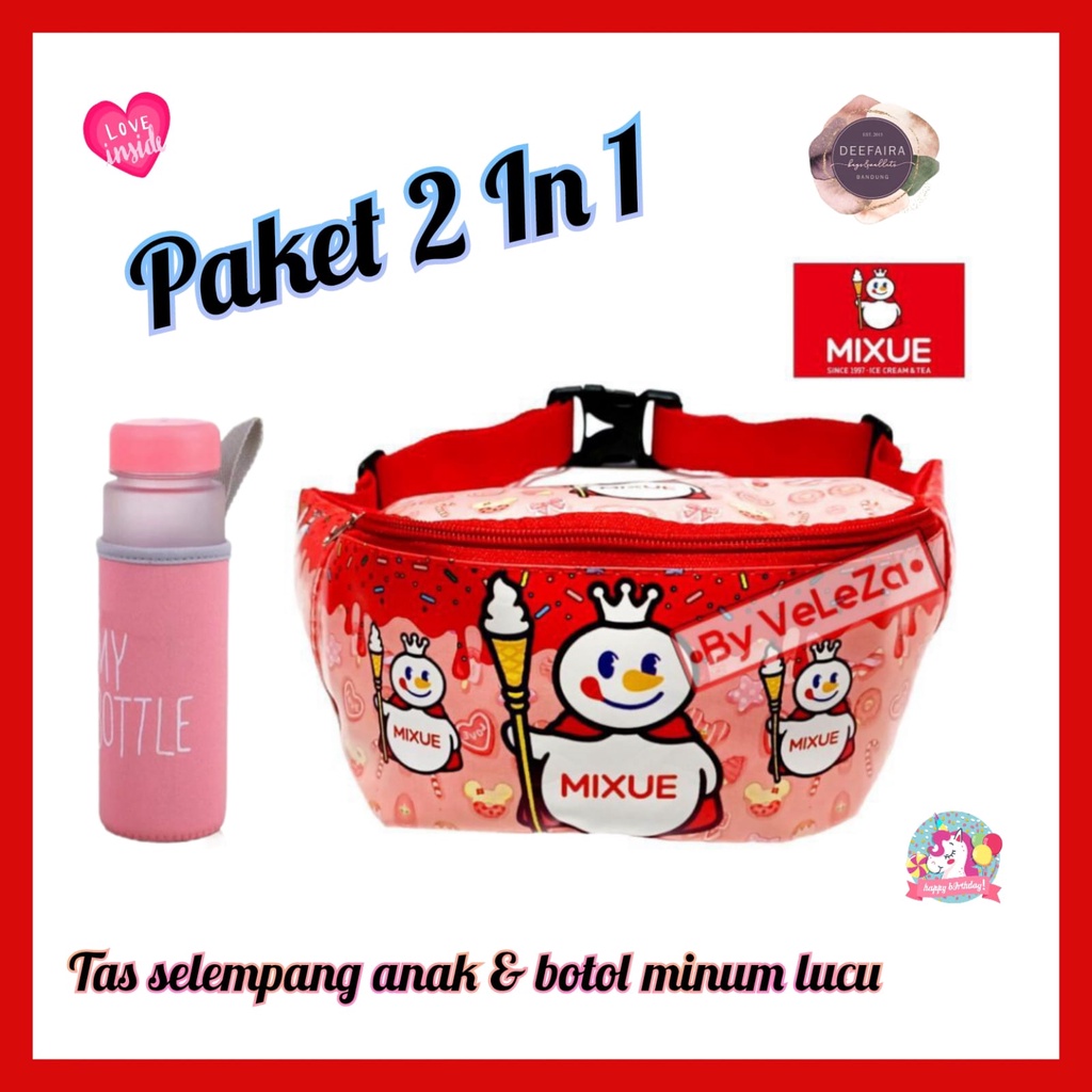 Tas Selempang Waistbag Anak Model Miix Uee Dan Botol Minum Untuk Umur 5-12 Tahun