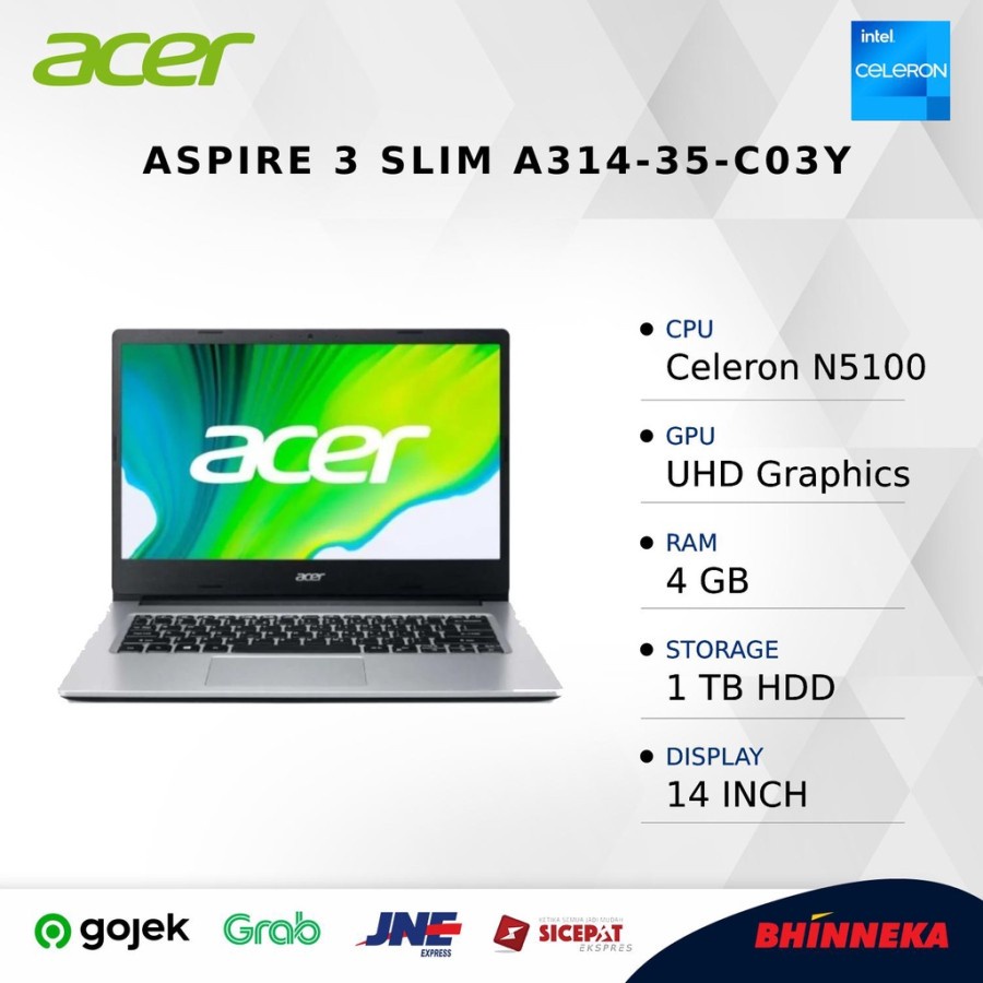 ACER Aspire 3 Slim A314-35-C03Y Pure Silver