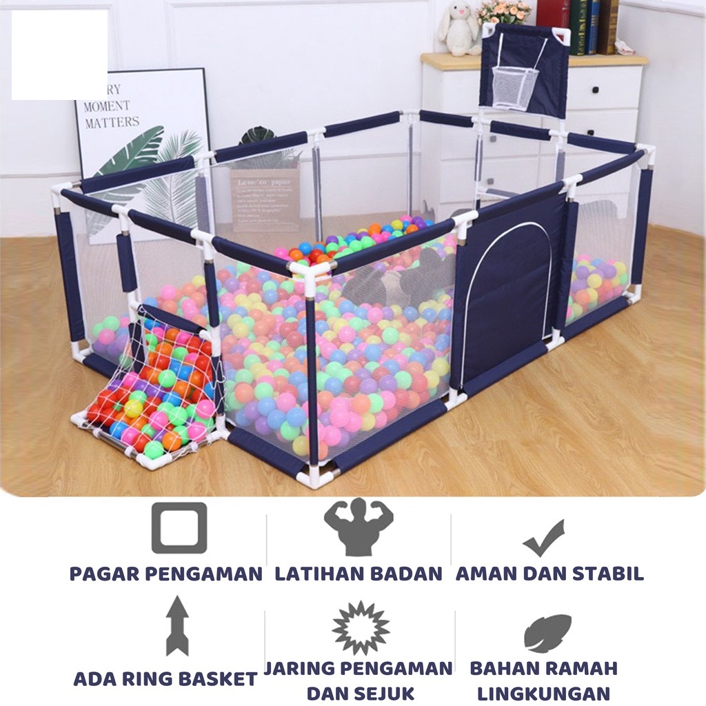 KOLAM KOTAK MANDI BOLA ANAK BALITA VBABY S001// Bisa Untuk Mejadi Pagar Pengaman Termpat Tidur Bayi dan Balita di Kasur Maupun Lantai// Bonus 10 bola// Sangat Aman dan Nyaman