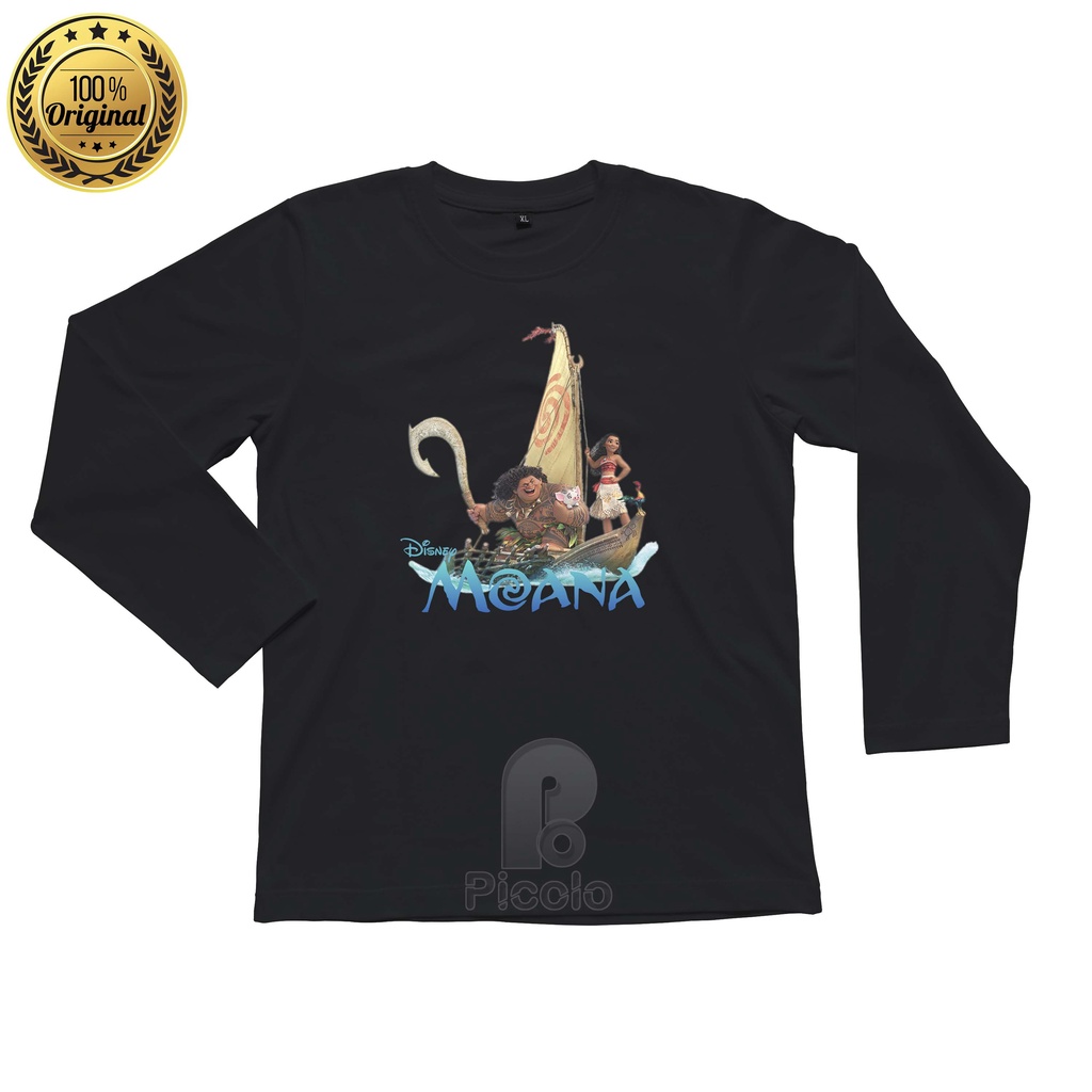 (FREE NAMA) BAJU KAOS ATASAN LENGAN PANJANG ANAK MOTIF KARAKTER DISNEY MOANA