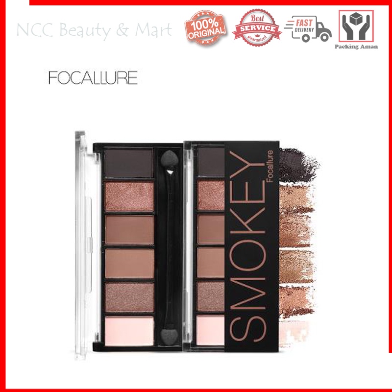 * NCC * Focallure Eyeshadow Pallete 6 Warna Eyes Smokey FA06 Make Up Focalure