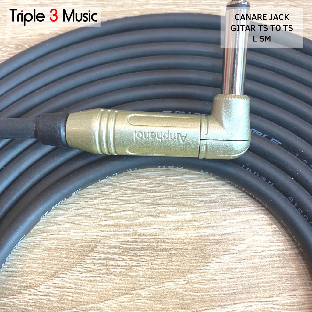 Kabel Instrument jack GITAR TS to TS L 5m Canare japan Standard L2T2S