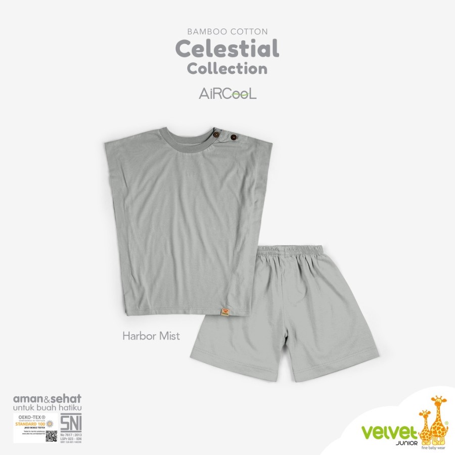 Baju Bayi Anak Perempuan Setelan Kutung Sayap 9 Bulan 1-6 Tahun Velvet Junior Aircool Girl Bamboo Cotton Celestial Series