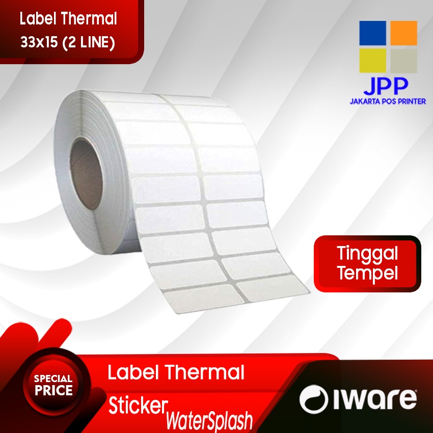 

LABEL BARCODE 33 X 15 mm KERTAS STICKER LABEL THERMAL 33x15 mm 2 LINE