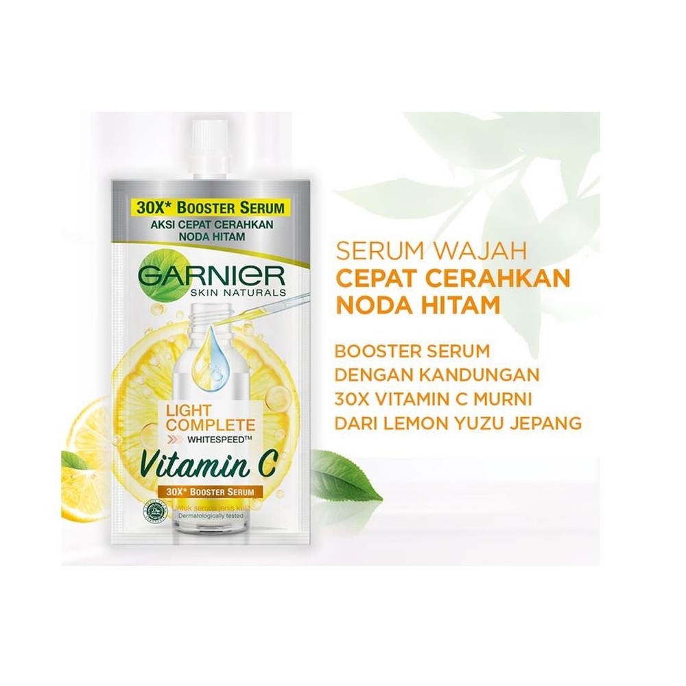 Garnier Light Complete Whitespeed Vitamin C 30X Booster Serum / Sakura White Hyaluron 30X Booster Serum 7.5ml (Sachet)